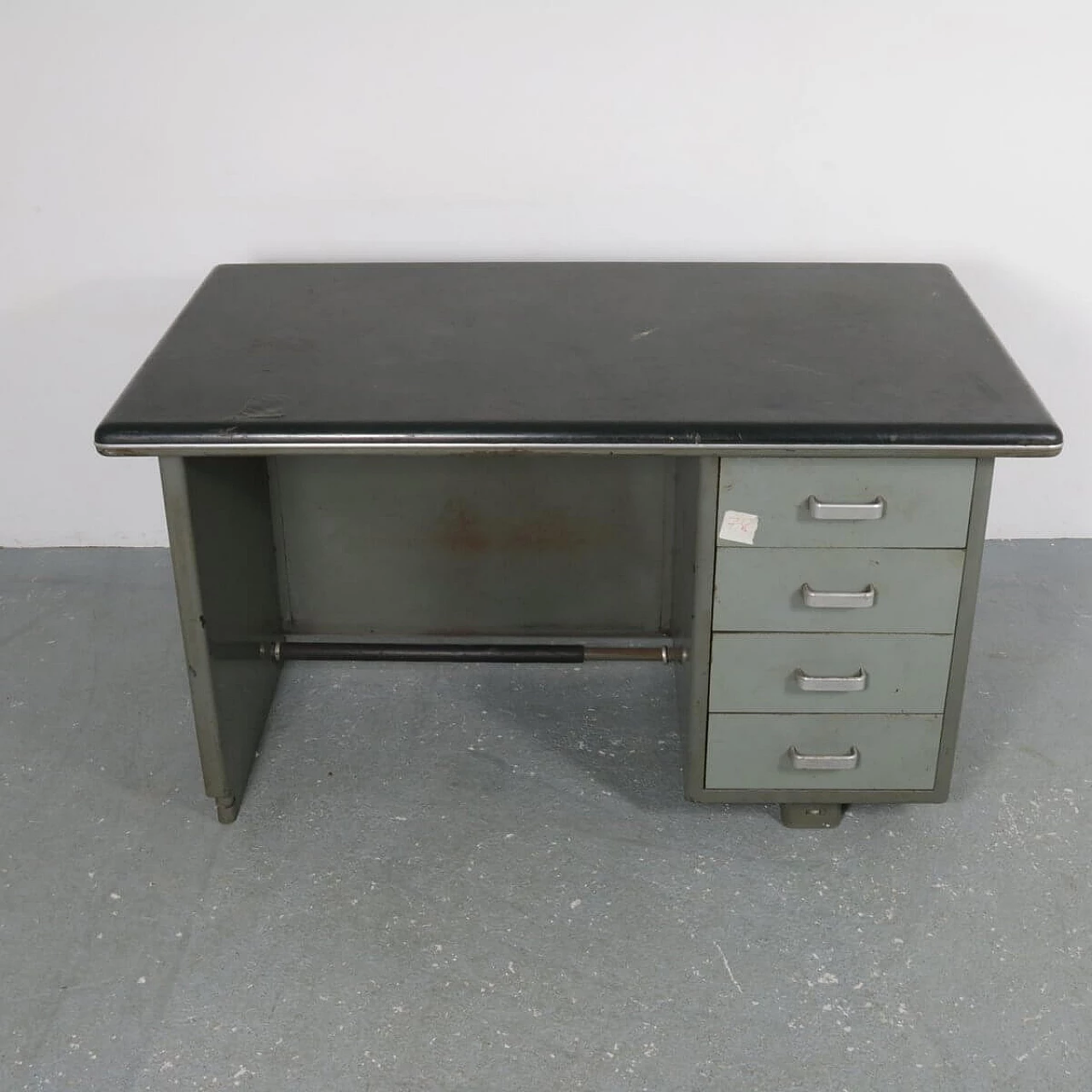Desk for Palazzo Montecatini in metal with leather top by Gio Ponti for Antonio Parma Saronno, 30s 1331853