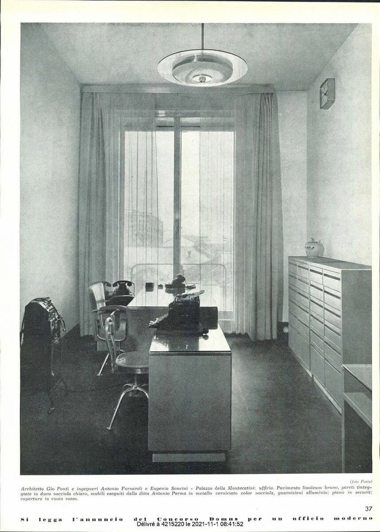 Desk for Palazzo Montecatini in metal with leather top by Gio Ponti for Antonio Parma Saronno, 30s 1331871