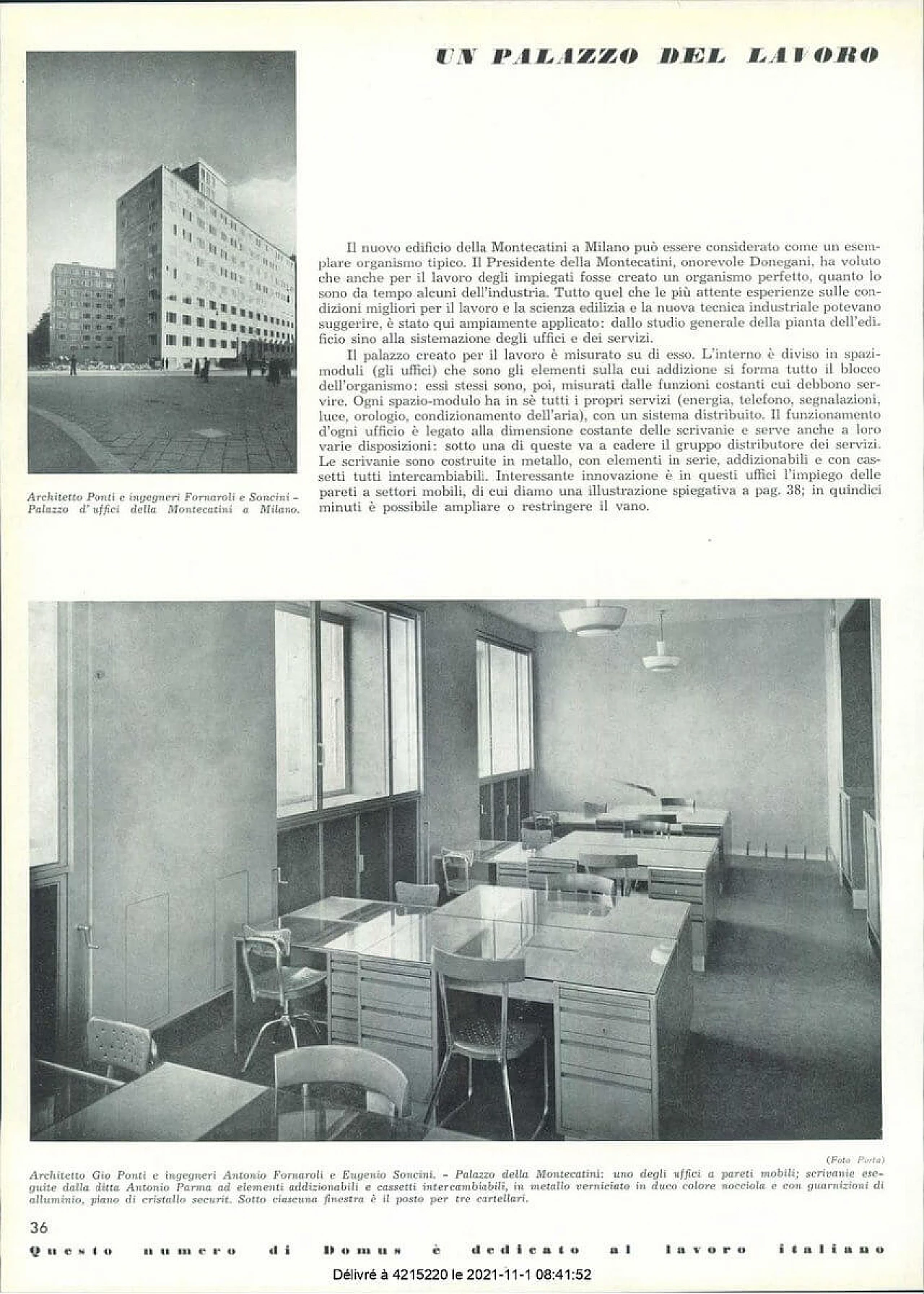 Desk for Palazzo Montecatini in metal with leather top by Gio Ponti for Antonio Parma Saronno, 30s 1331872