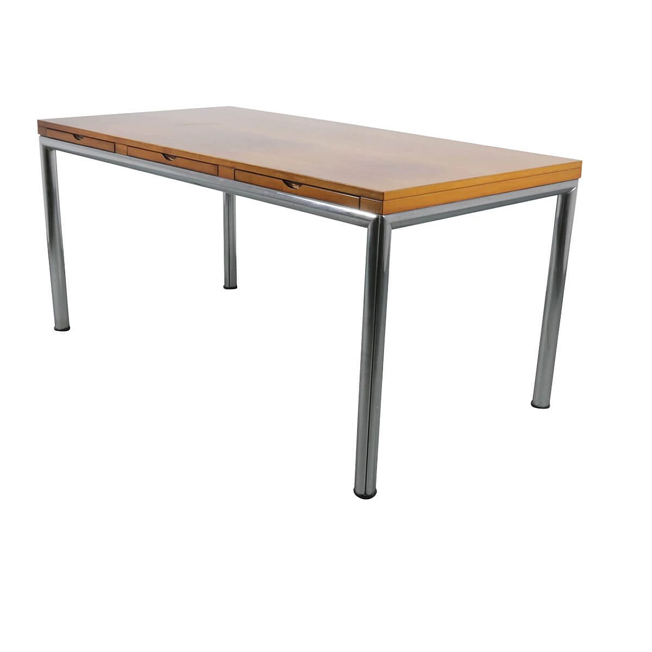 Writing desk in metal with walnut top, 70s 1331906