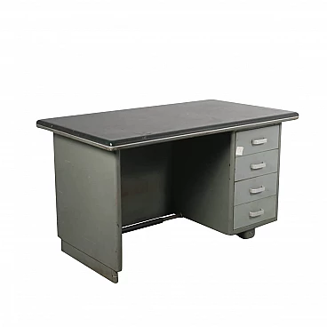 Desk for Palazzo Montecatini in metal with leather top by Gio Ponti for Antonio Parma Saronno, 30s