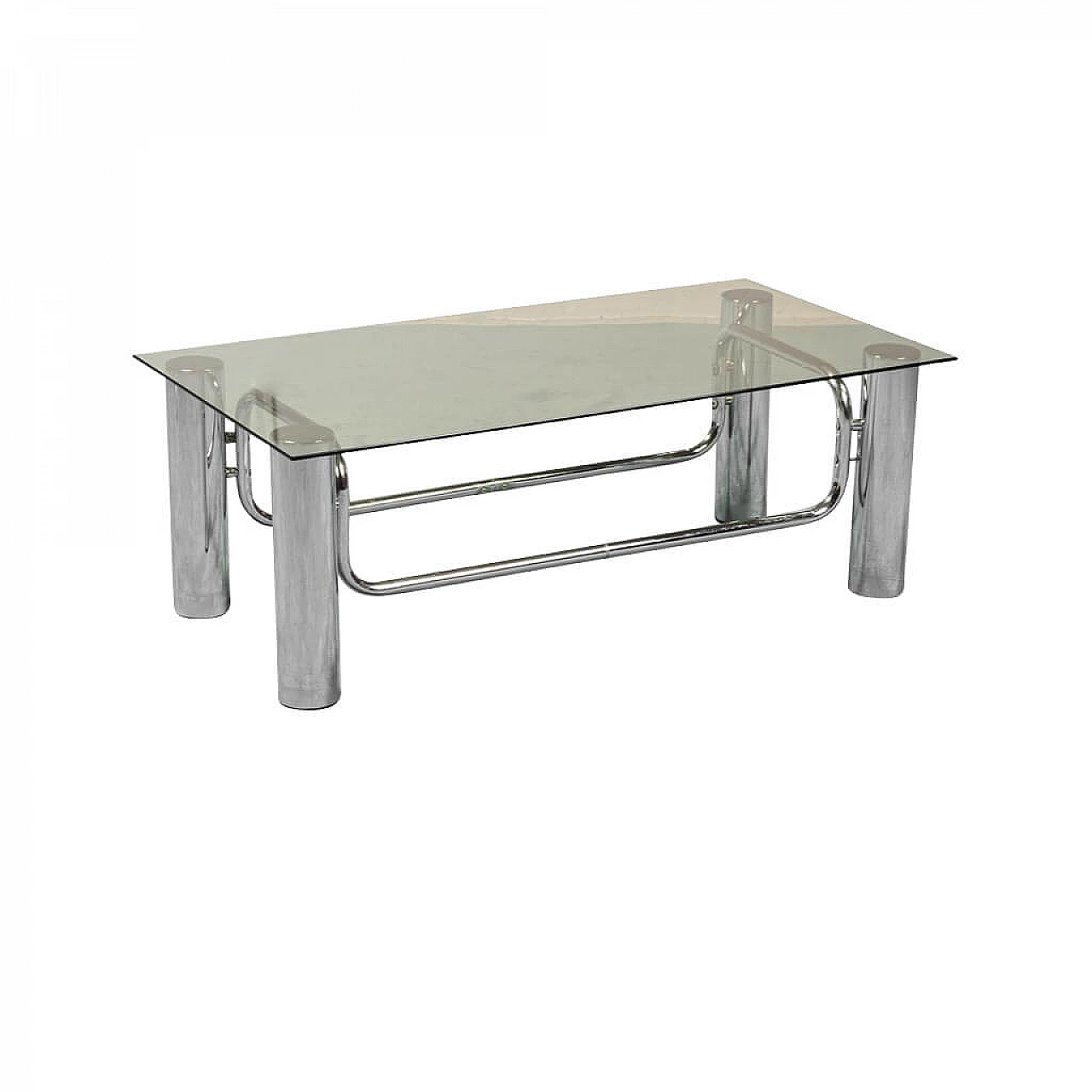 Metal and glass coffee table, 1970s 1331945