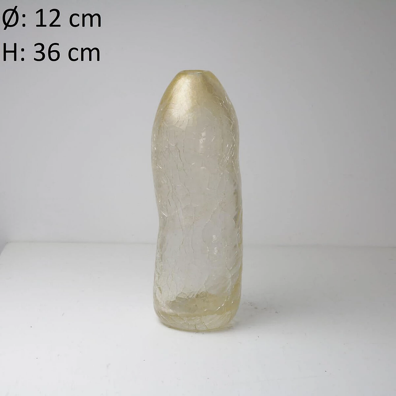 Vaso in vetro di Murano con effetto craquelé, anni '90 1332118