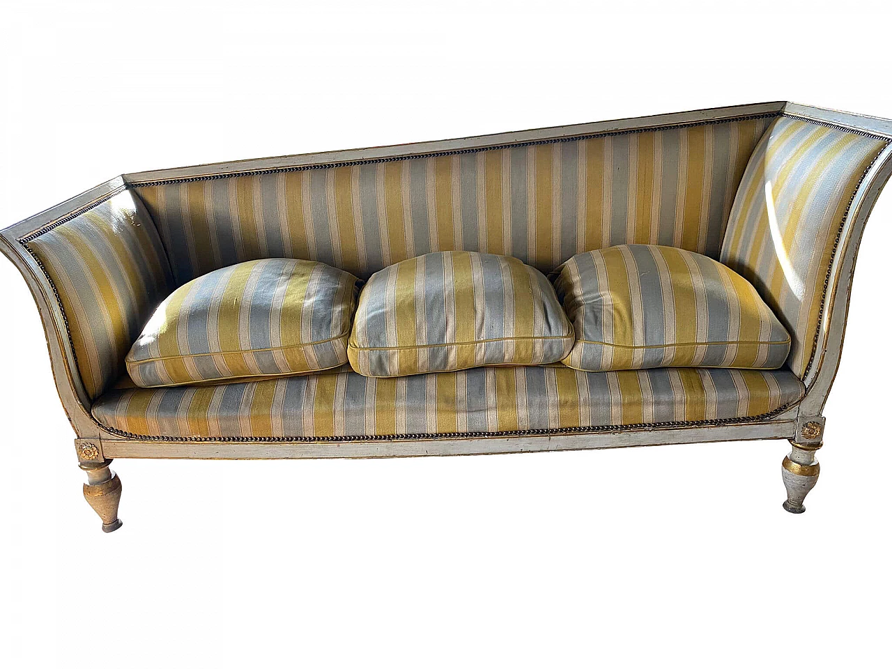 Lucchese asymmetrical boat sofa with striped silk, 1930s 1332252