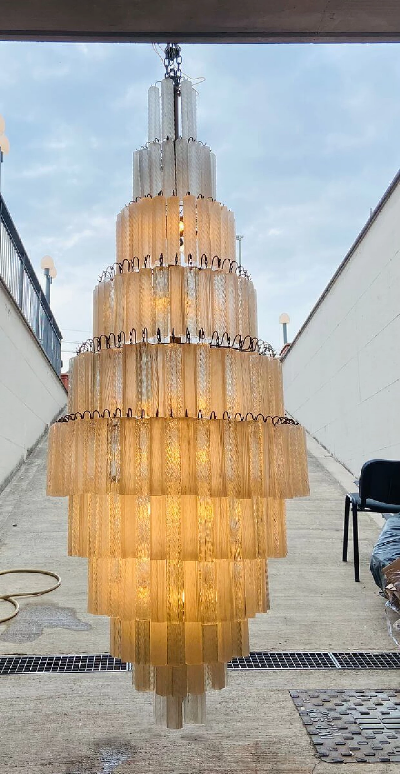 Large Murano glass tube chandelier, 1960s 1332486