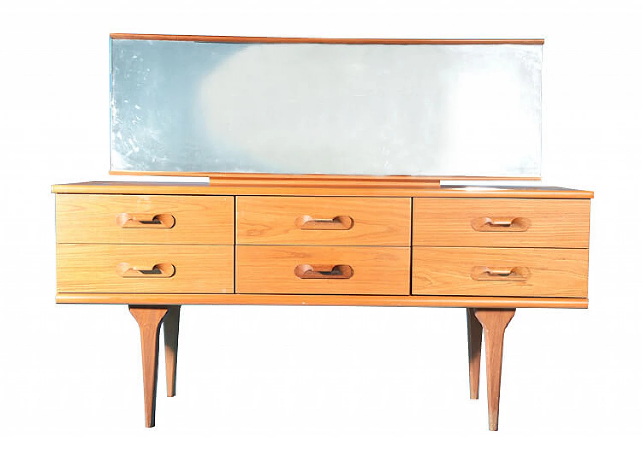 English sideboard with 6 drawers and mirror, 1960s 1332928
