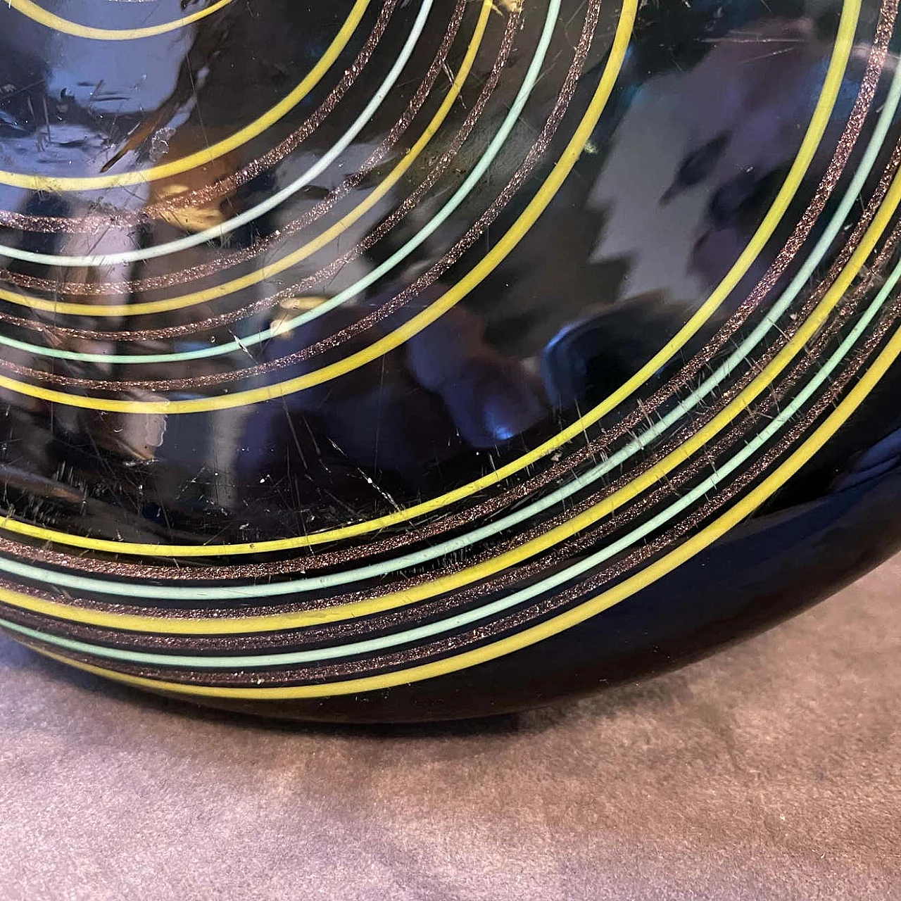 Vaso Modernista in vetro di Murano a righe, anni '80 1333027