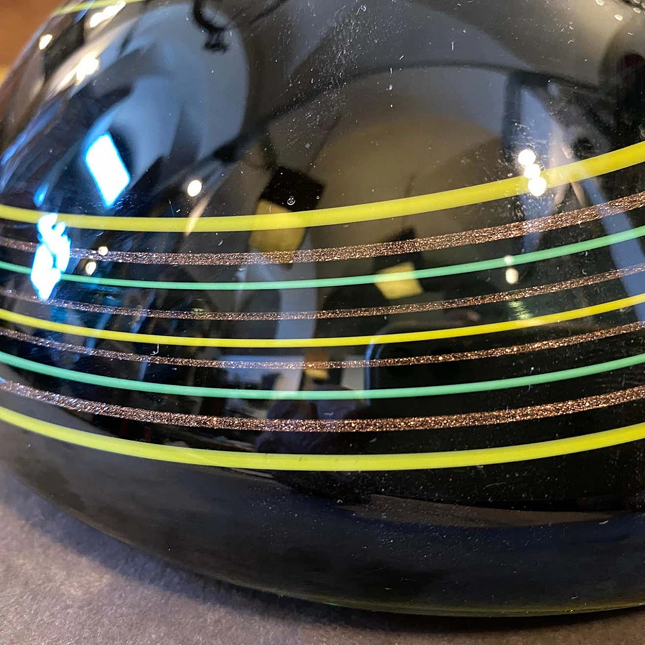 Vaso Modernista in vetro di Murano a righe, anni '80 1333029