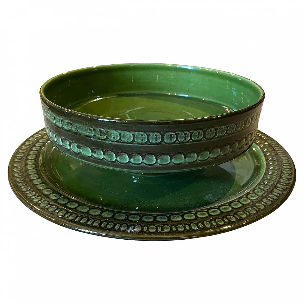 Bowl on a plate in ceramic by Ernestine Salerno, 70s 1333055