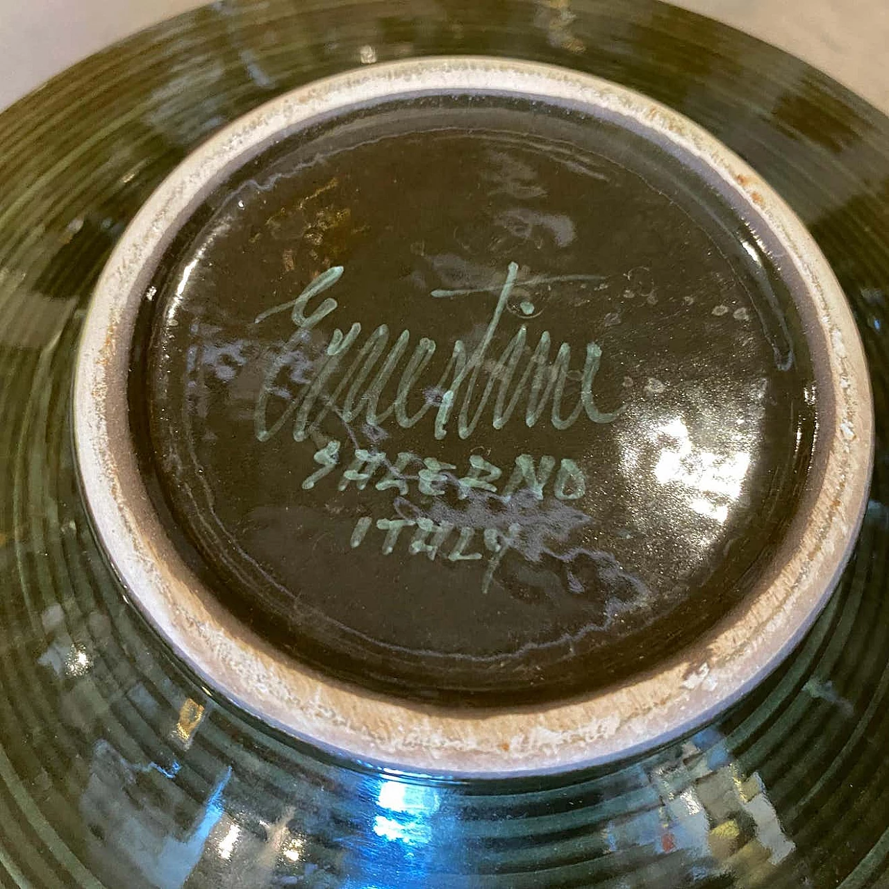 Bowl on a plate in ceramic by Ernestine Salerno, 70s 1333057