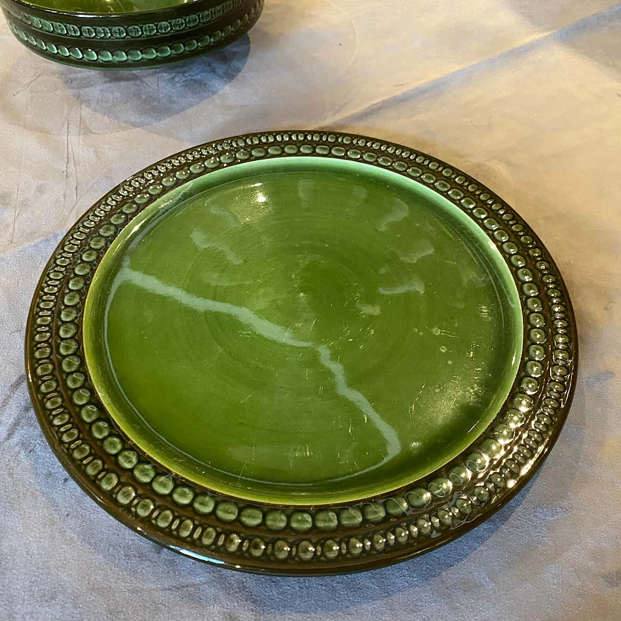 Bowl on a plate in ceramic by Ernestine Salerno, 70s 1333059