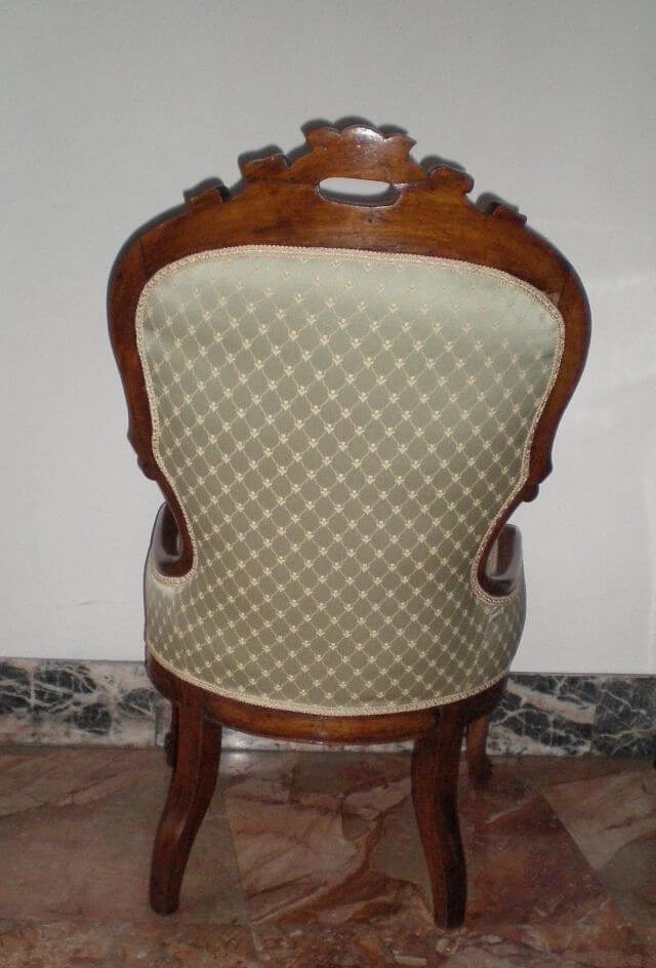 Louis Philippe lounge armchair in walnut and fabric, 19th century 1333079