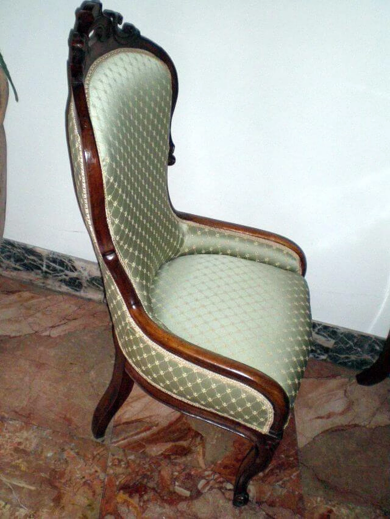 Louis Philippe lounge armchair in walnut and fabric, 19th century 1333080