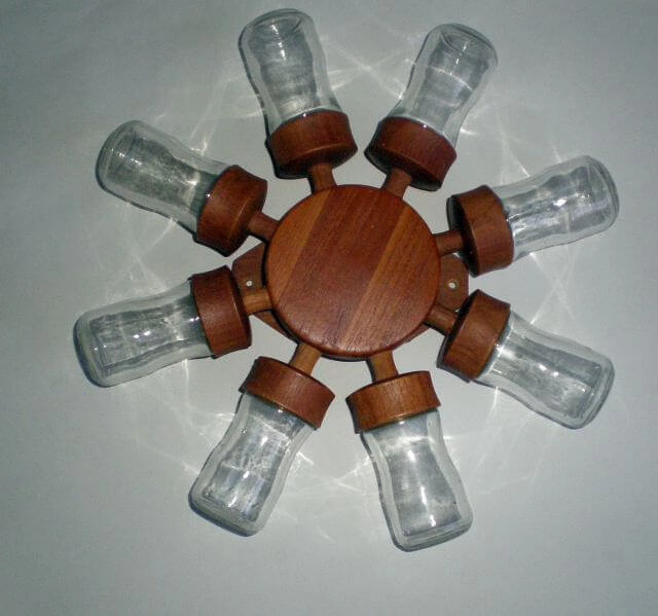Swivel wall spice rack in teak and glass by Digsmed, 60s 1333085