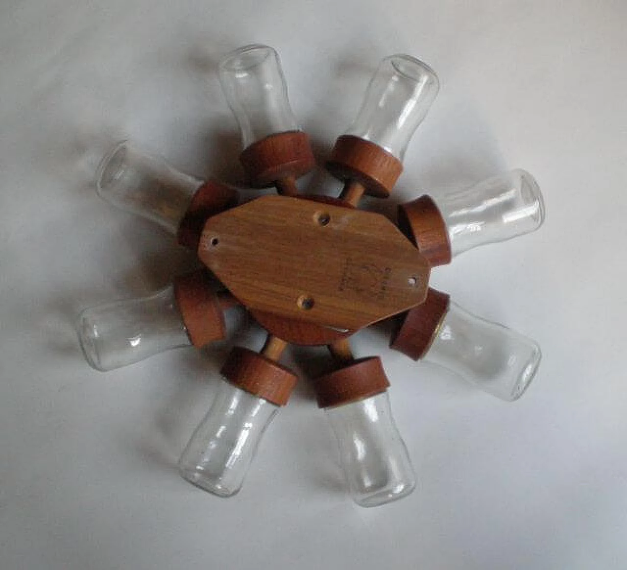 Swivel wall spice rack in teak and glass by Digsmed, 60s 1333086