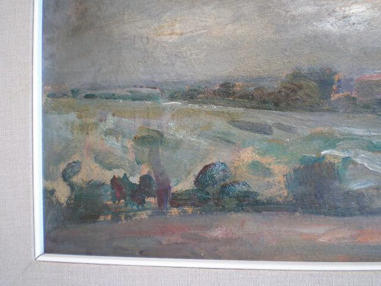 Oil painting on cardboard of landscape by Martini Bruno, 50s 1333088