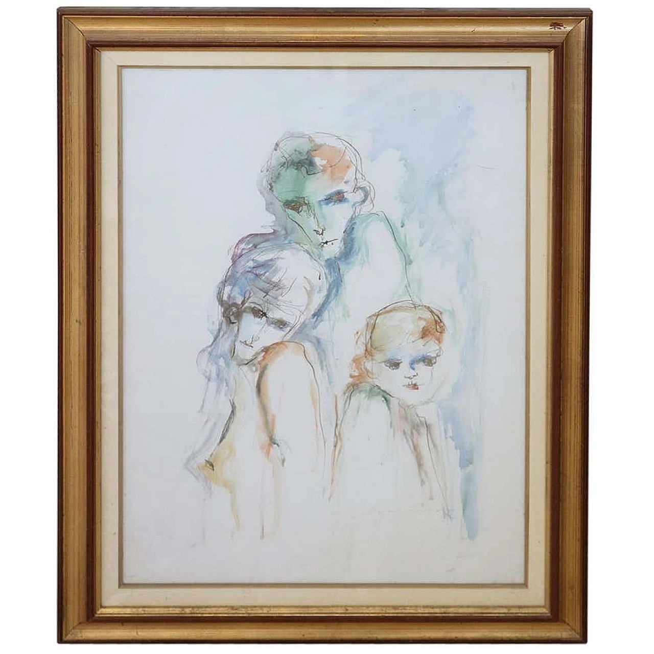 Ernesto Treccani, watercolour with nude figures, 1980s 1333966