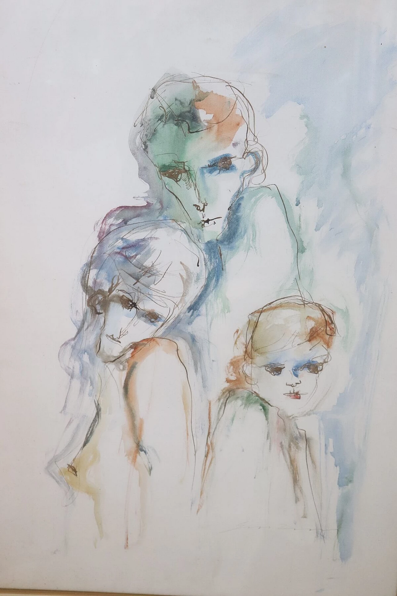 Ernesto Treccani, acquerello con figure di nudi, anni '80 1333967