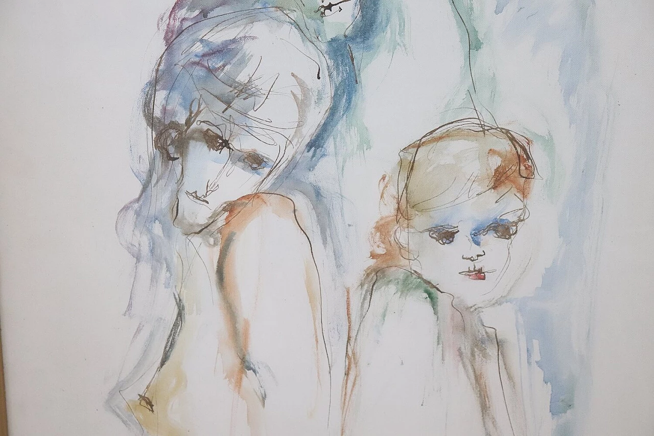 Ernesto Treccani, watercolour with nude figures, 1980s 1333970