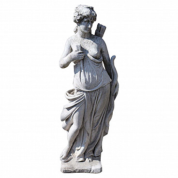 Statua da giardino della dea Diana in graniglia, inizio '900