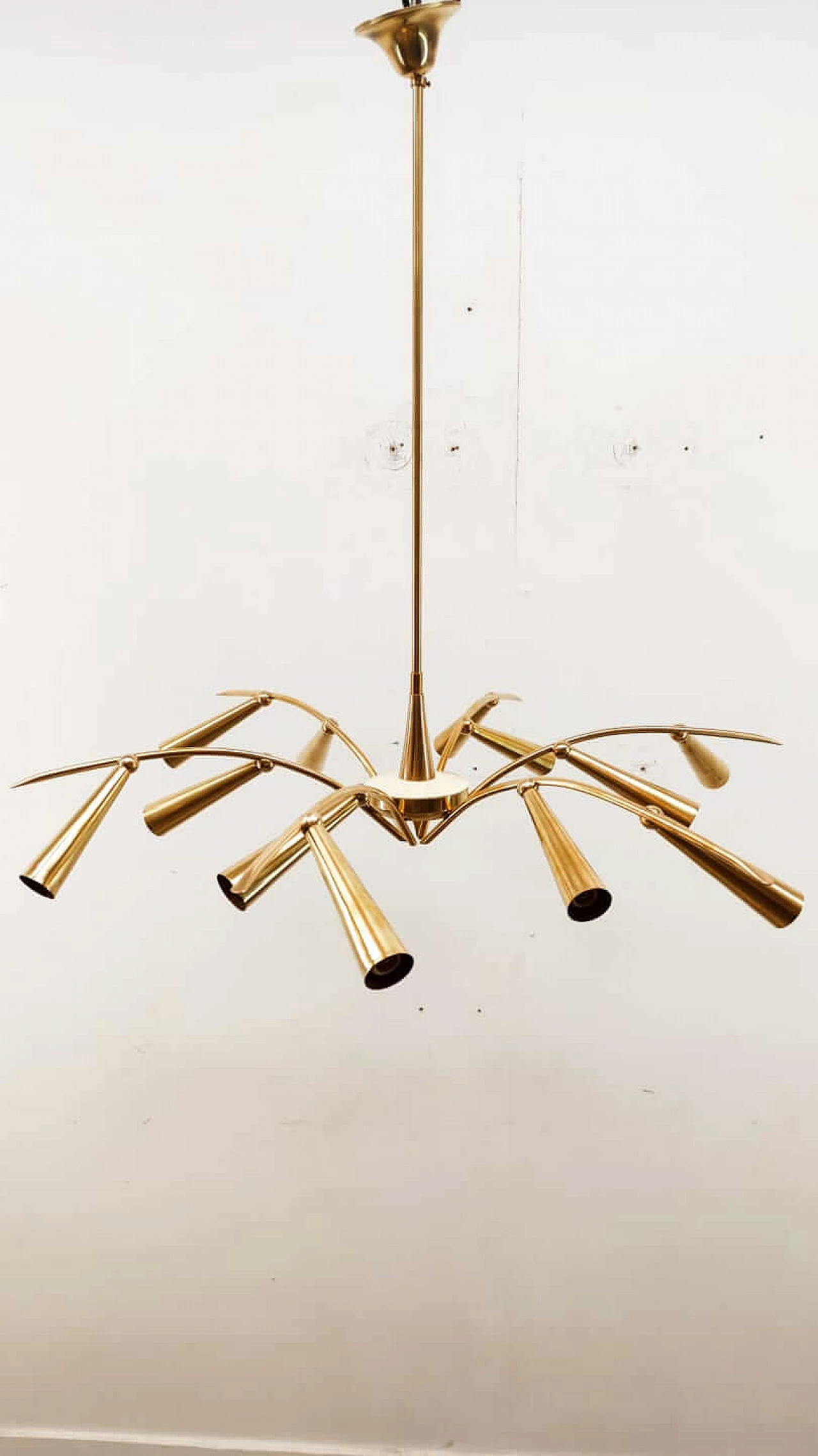 Brass 12-light chandelier by Stilnovo, 1960s 1334047