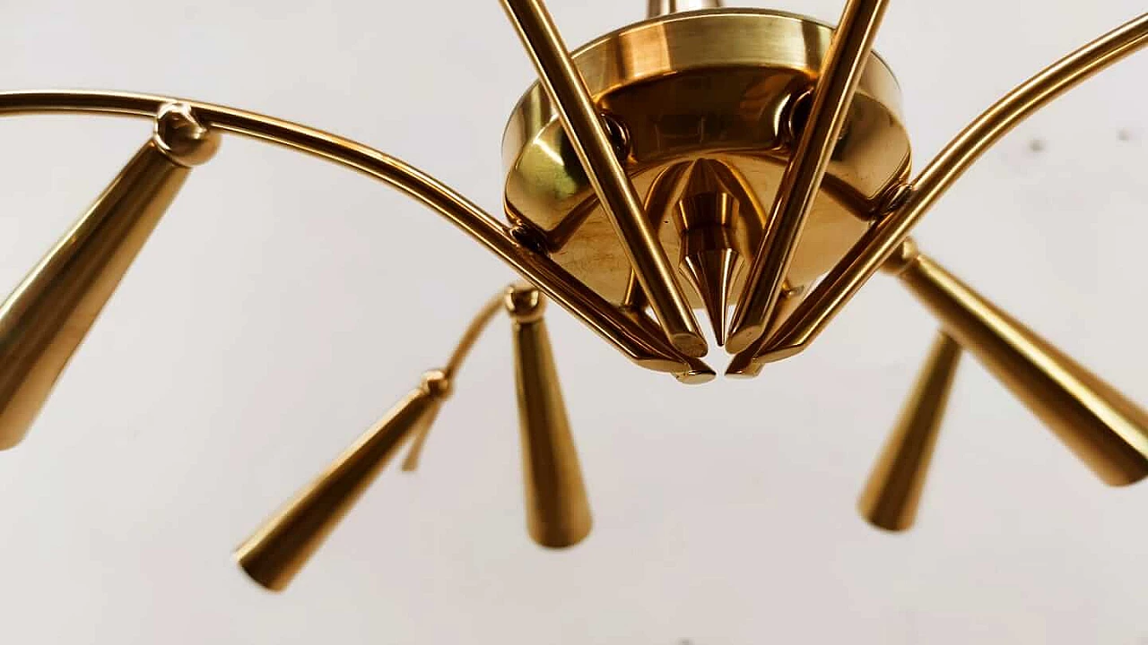 Brass 12-light chandelier by Stilnovo, 1960s 1334050