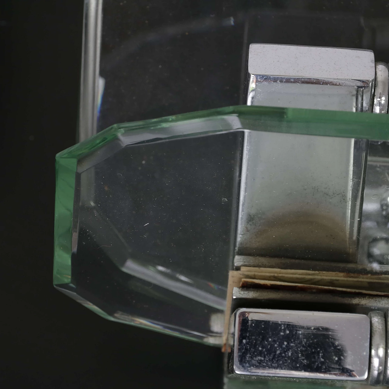 Coppia di applique in vetro verde nilo e vetro opalino, anni '70 1334366