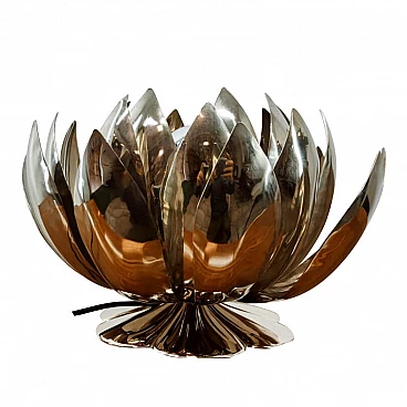 Table lamp in steel lotus flower, 70s