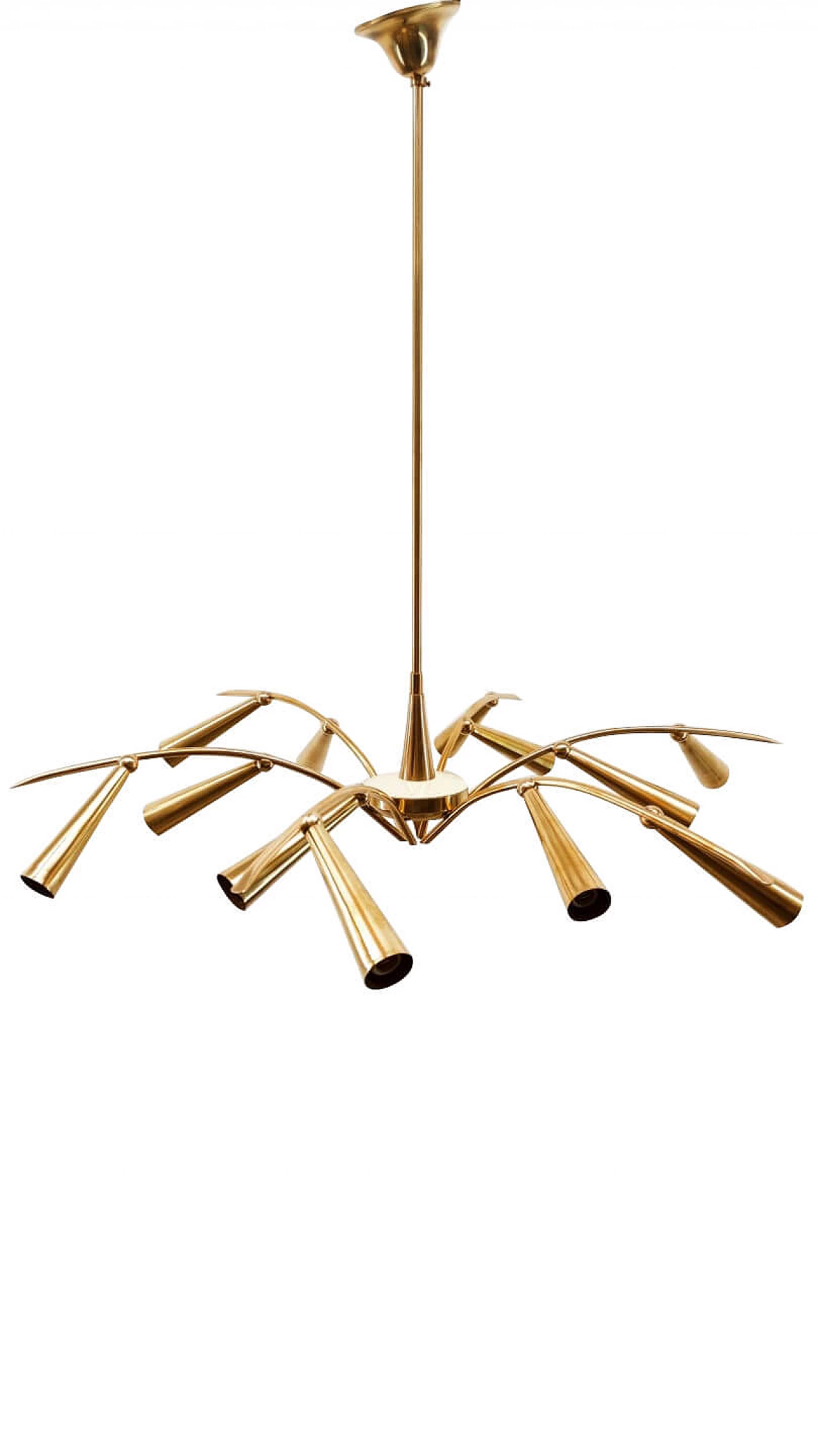 Brass 12-light chandelier by Stilnovo, 1960s 1334539