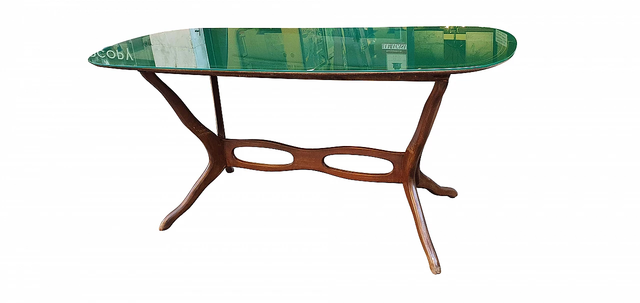 Dining table with green glass top, 1950s 1334611