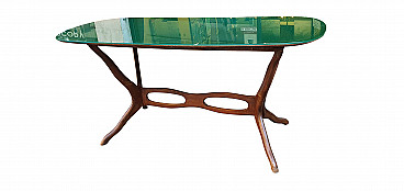 Dining table with green glass top, 1950s