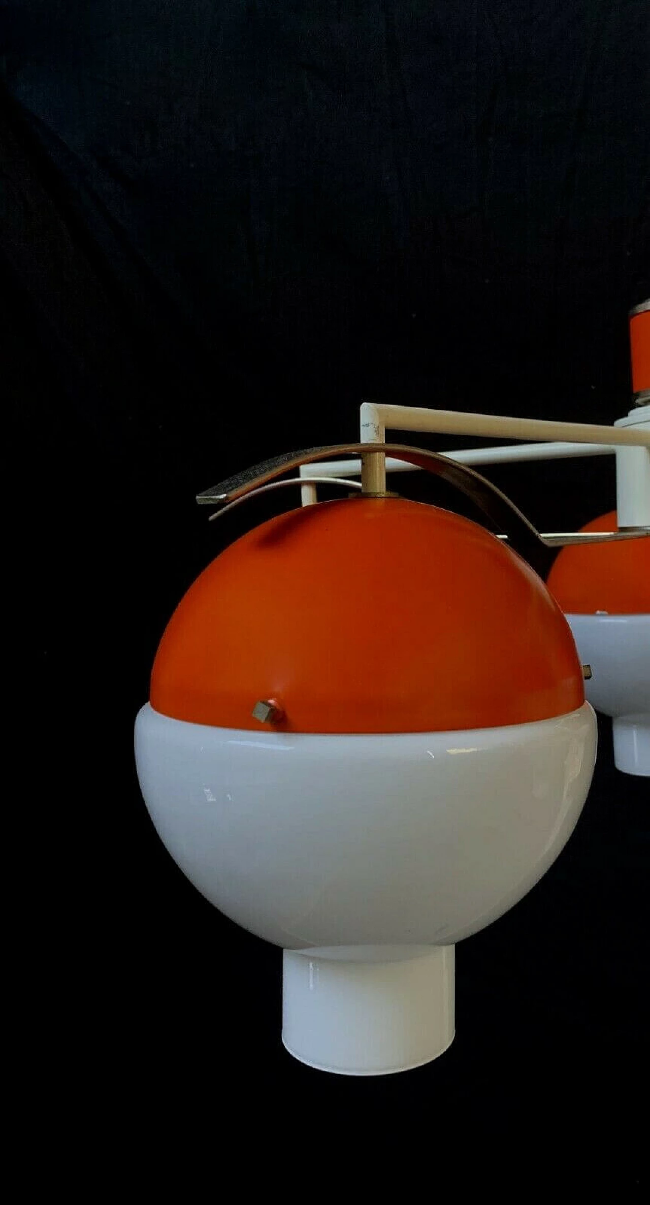 Chandelier with spheres in Murano glass and metal attributable to Stilnovo, 60s 1335148