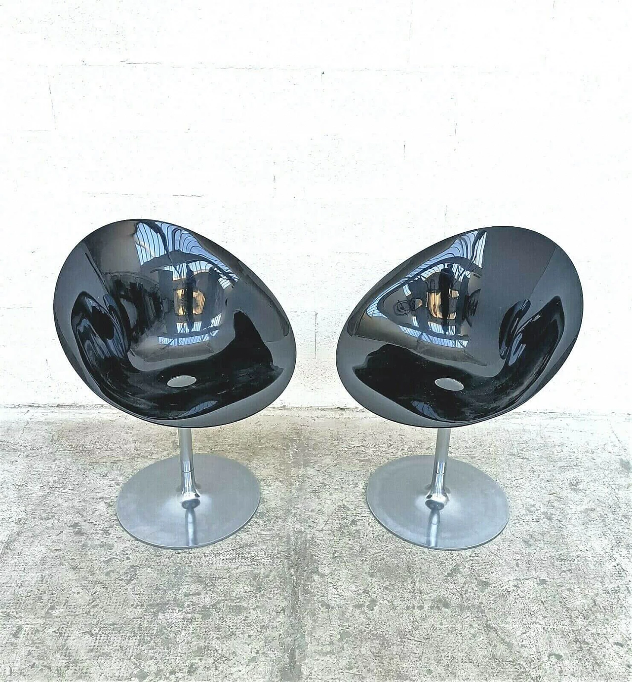 Pair of Eros swivel chairs in aluminium and polycarbonate by Philippe Starck for Kartell, 90s 1335322