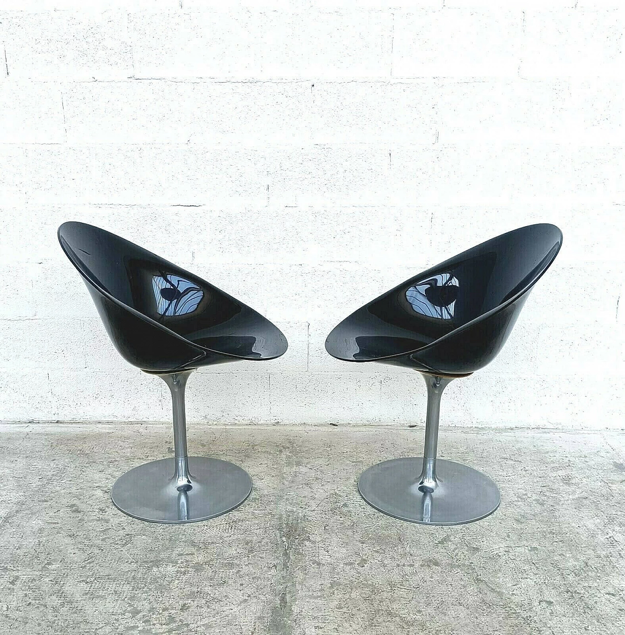 Pair of Eros swivel chairs in aluminium and polycarbonate by Philippe Starck for Kartell, 90s 1335323