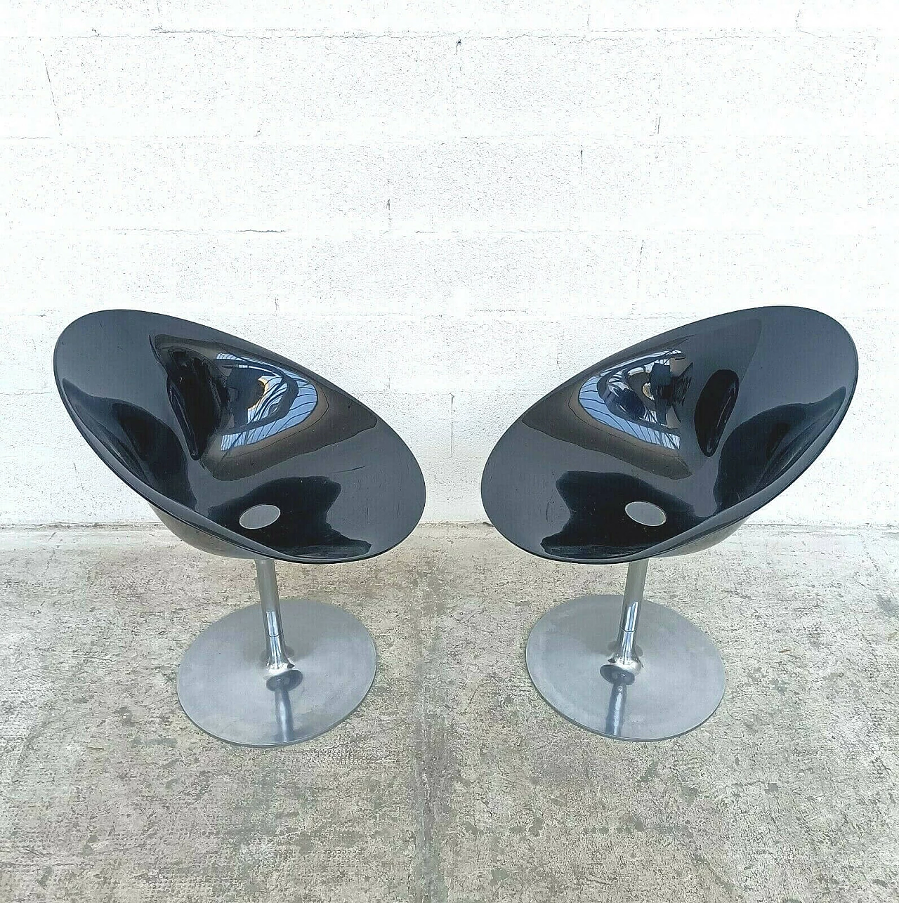 Pair of Eros swivel chairs in aluminium and polycarbonate by Philippe Starck for Kartell, 90s 1335324