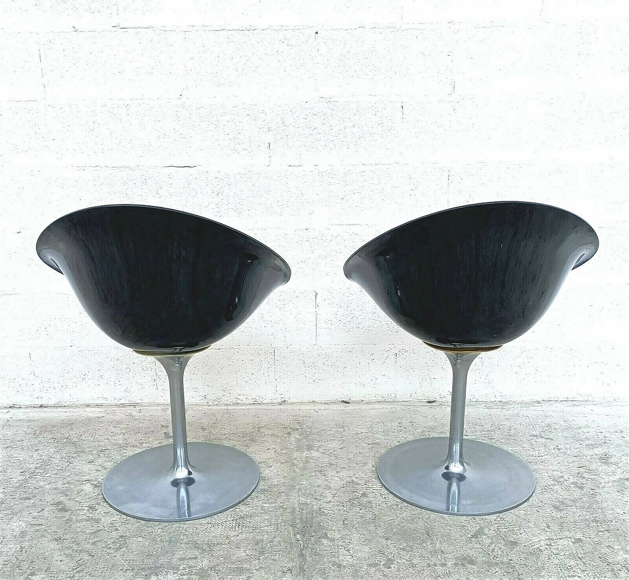 Pair of Eros swivel chairs in aluminium and polycarbonate by Philippe Starck for Kartell, 90s 1335325