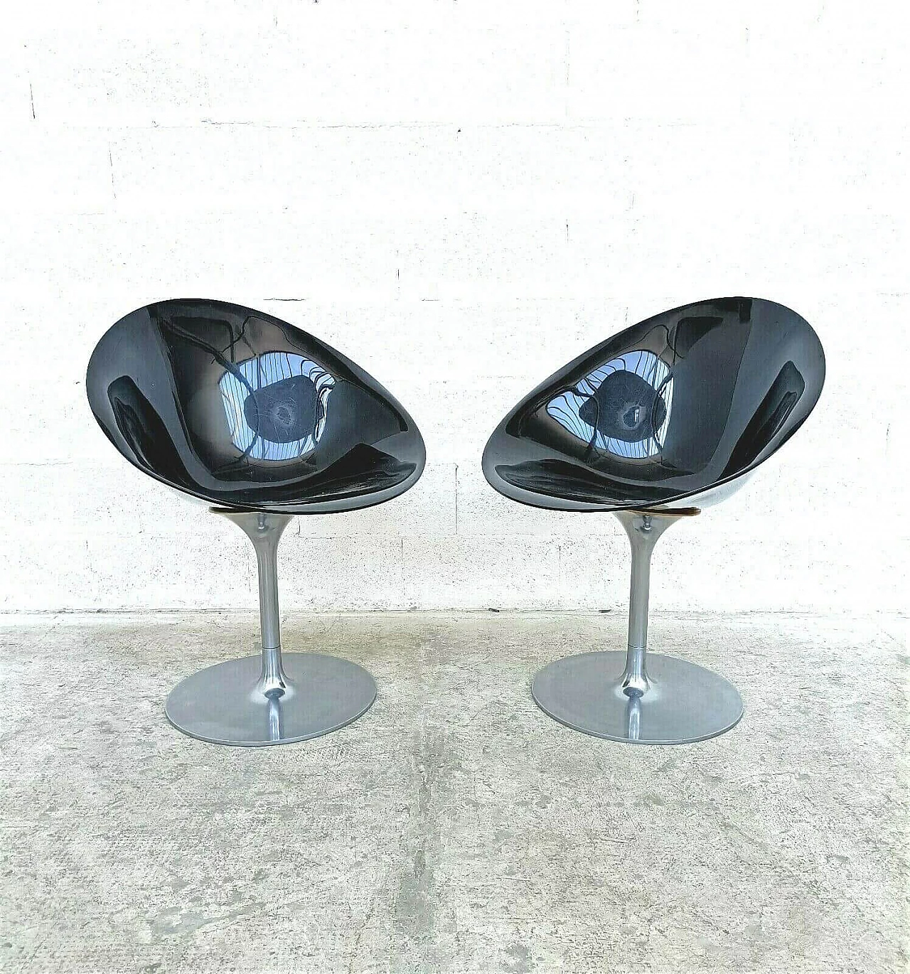 Pair of Eros swivel chairs in aluminium and polycarbonate by Philippe Starck for Kartell, 90s 1335328