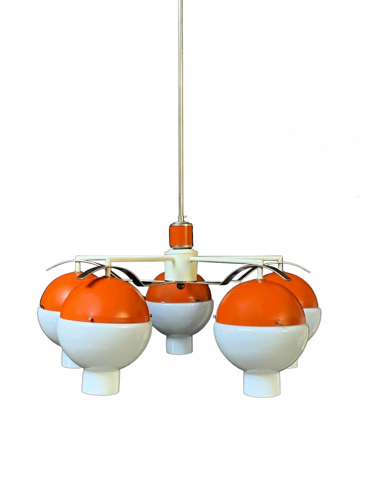 Chandelier with spheres in Murano glass and metal attributable to Stilnovo, 60s 1335540