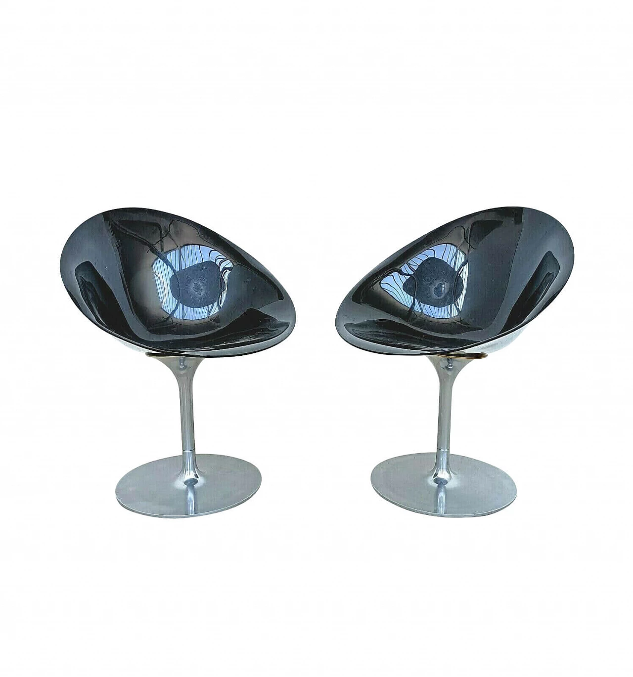 Coppia di sedie girevoli Eros in alluminio e policarbonato di Philippe Starck per Kartell, anni '90 1335560