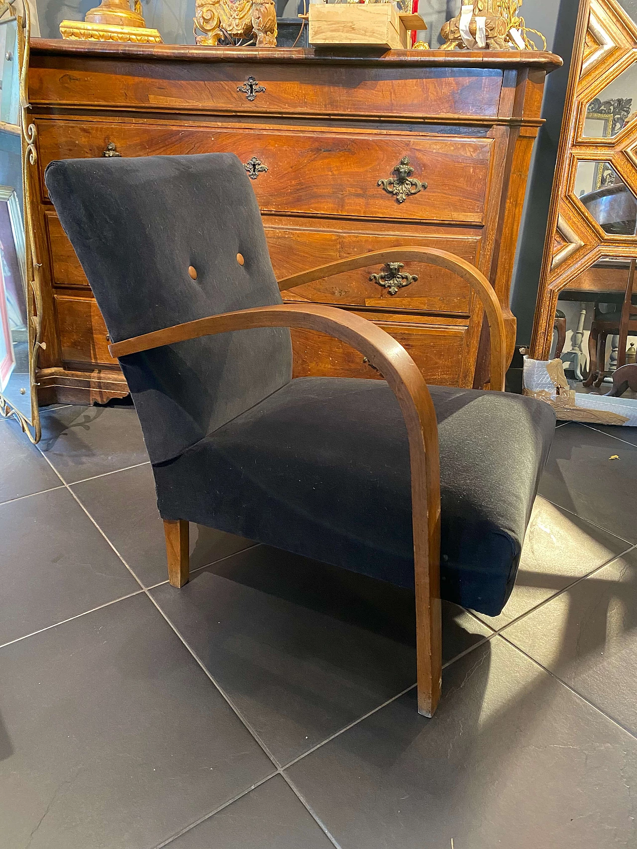 Vespa armchair upholstered in velvet, 1950s 1335590