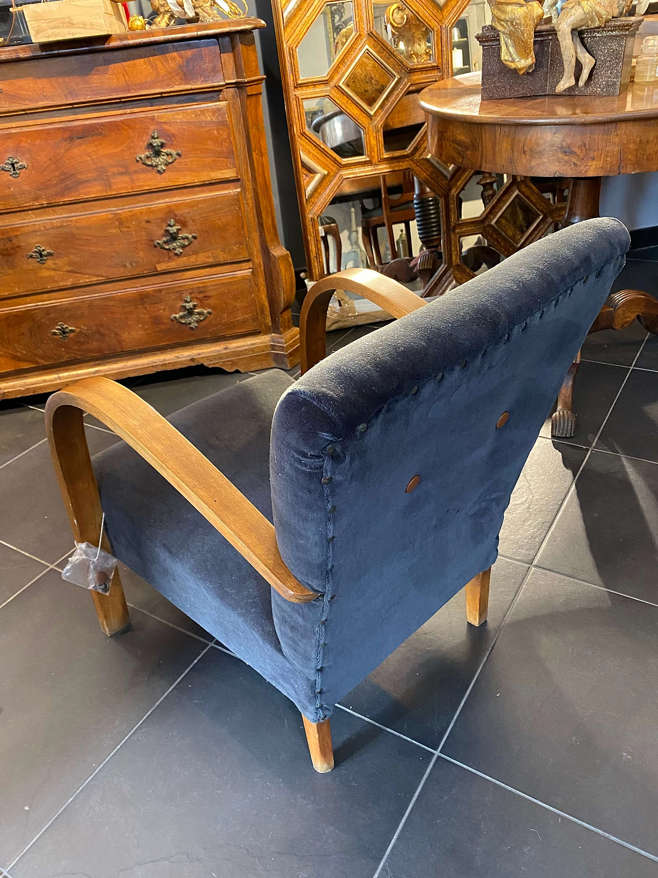 Vespa armchair upholstered in velvet, 1950s 1335593