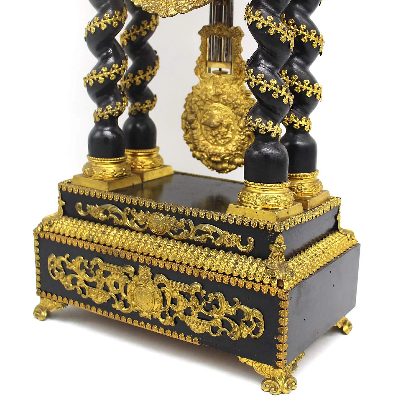 Napoleon III pendulum clock in ebonized wood and gilded bronzes, 19th century. 1336763
