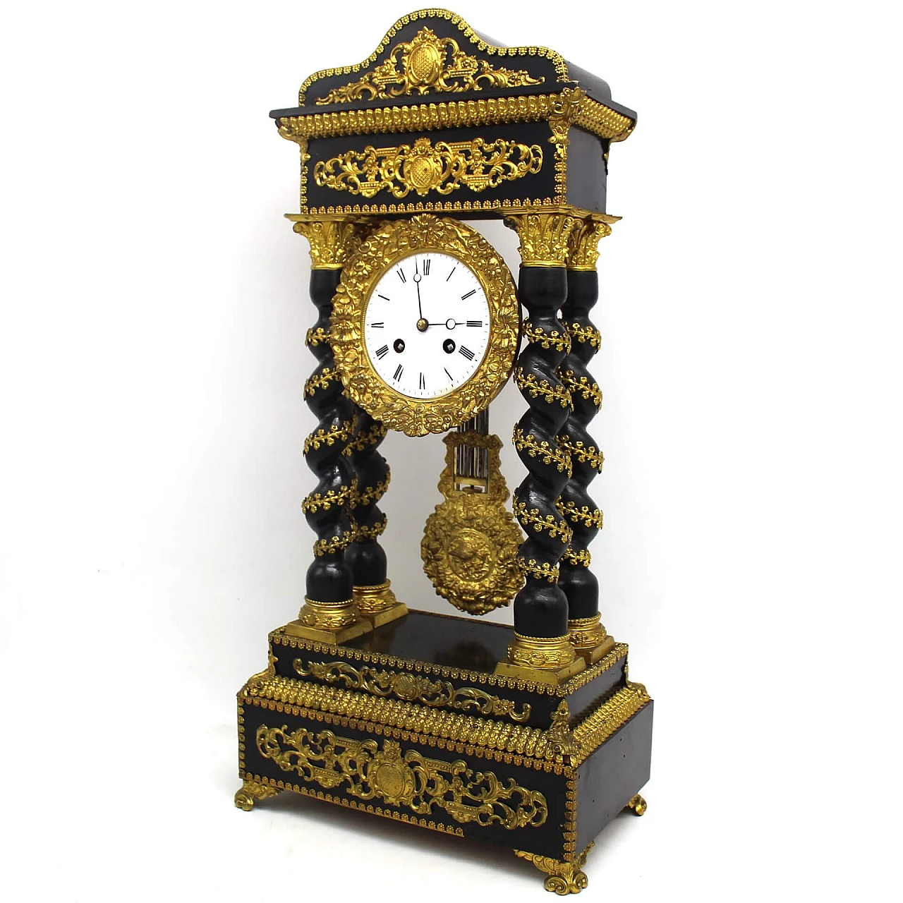 Napoleon III pendulum clock in ebonized wood and gilded bronzes, 19th century. 1336765