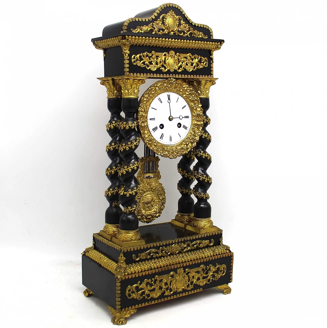 Napoleon III pendulum clock in ebonized wood and gilded bronzes, 19th century. 1336766
