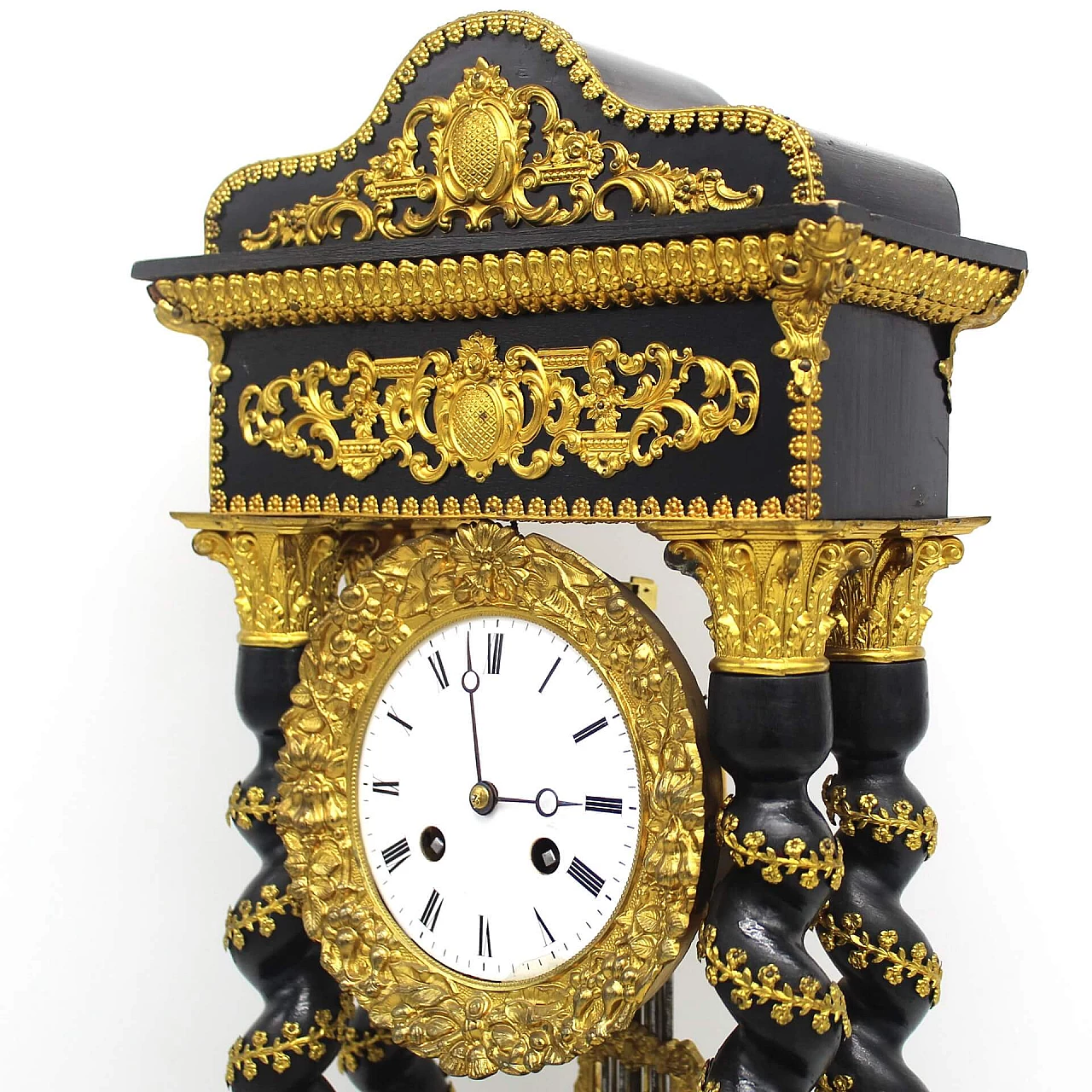 Napoleon III pendulum clock in ebonized wood and gilded bronzes, 19th century. 1336767