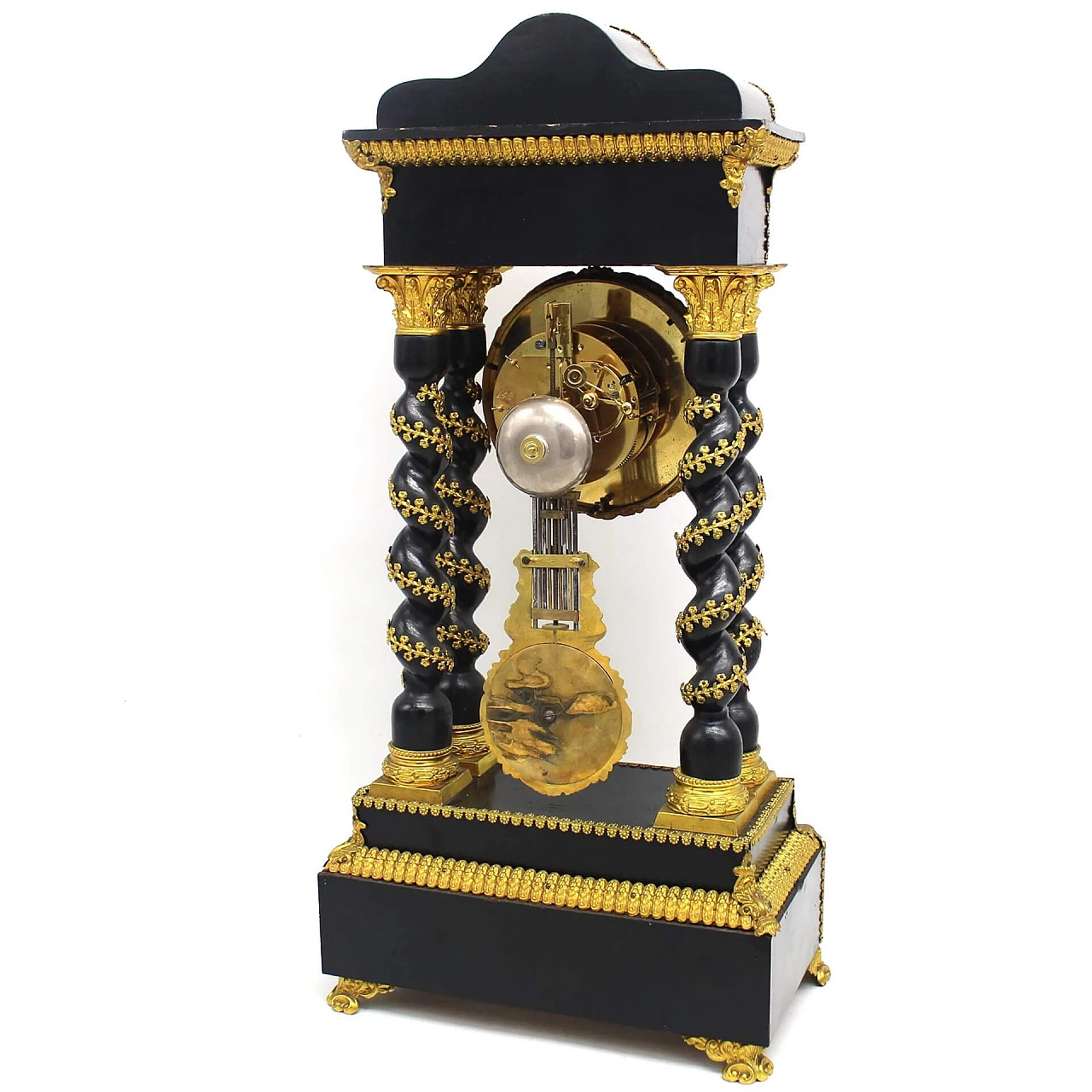 Napoleon III pendulum clock in ebonized wood and gilded bronzes, 19th century. 1336769