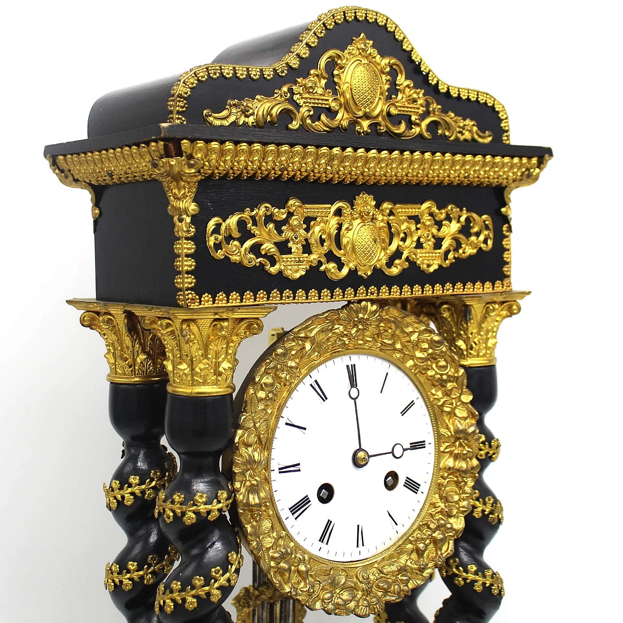 Napoleon III pendulum clock in ebonized wood and gilded bronzes, 19th century. 1336770