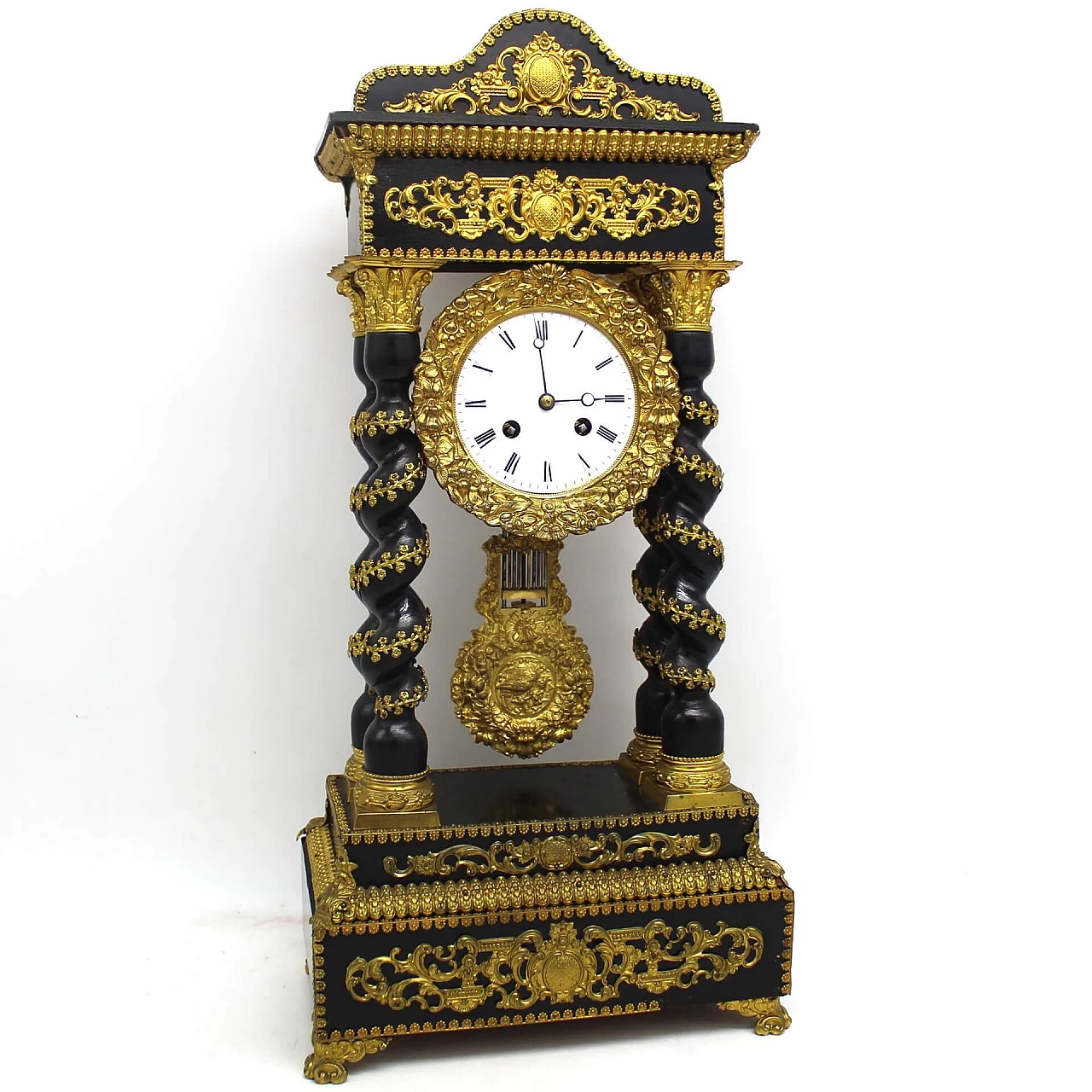 Napoleon III pendulum clock in ebonized wood and gilded bronzes, 19th century. 1336771