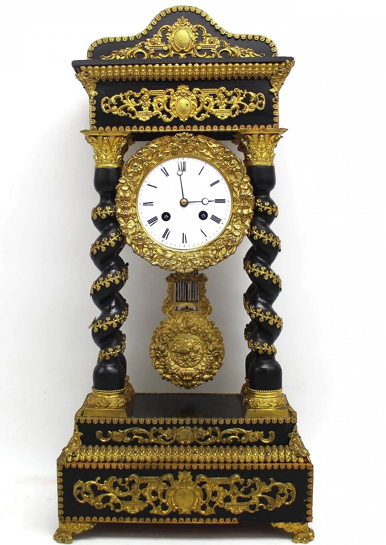 Napoleon III pendulum clock in ebonized wood and gilded bronzes, 19th century. 1336772