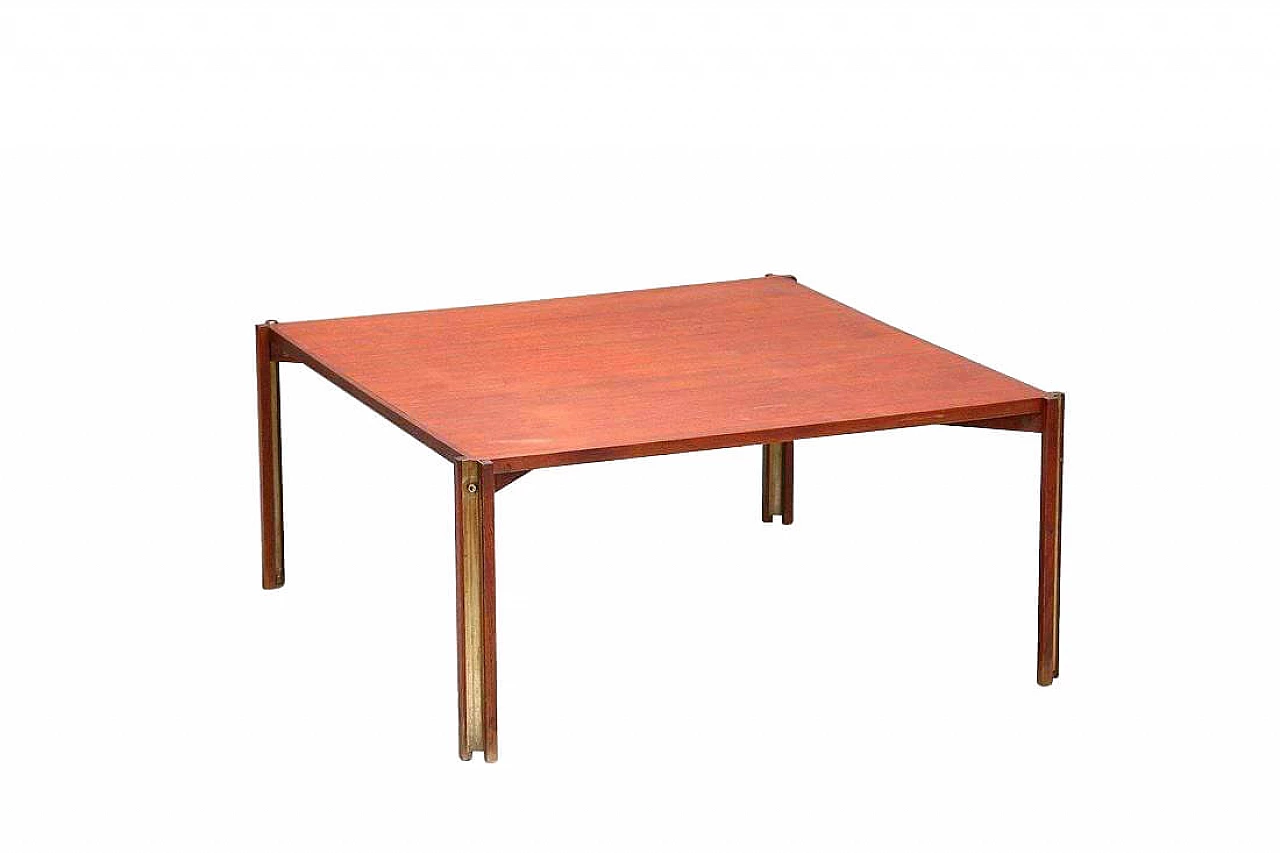 Castore coffee table in walnut, teak and brass by Ico Parisi for Stildomus, 50s 1337060